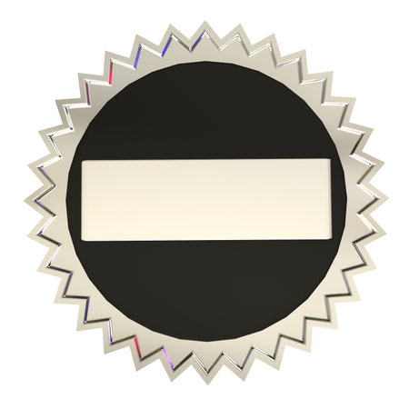 Blank black badge isolated on white background. 3d rendering.の写真素材