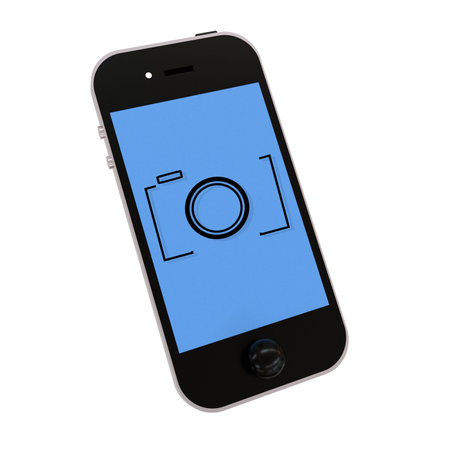 Illustration of a Smartphone with a Camera Icon Isolated on White Backgroundの素材