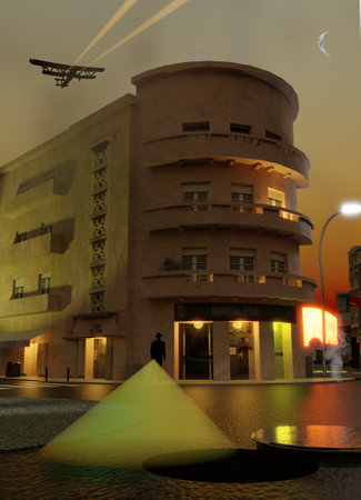 Night view of the city of Caldas do Rainer Portugal3d renderingの素材