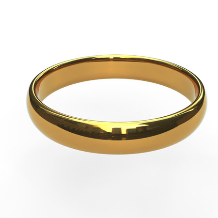 Wedding ring isolated on white background. 3D illustration.の素材