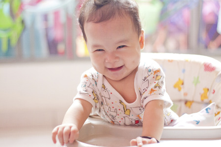 cute asian smile babyの写真素材