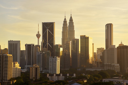 Dramatic scenery of the Kuala Lumpur city at sunsetのeditorial素材
