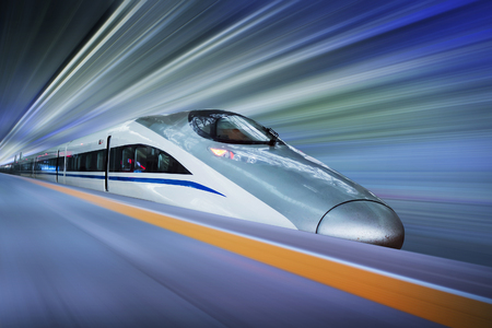 modern high speed train with motion blur