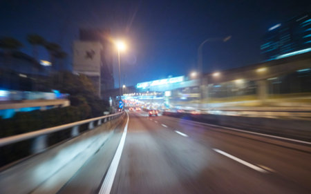 moving forward motion blur background,night scene