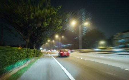 moving forward motion blur background,night scene