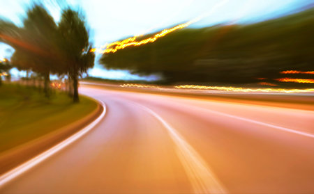 moving forward motion blur background,evening scene