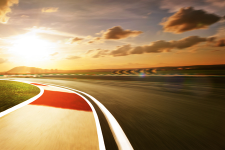 Motion blurred racetrack,sunset mood moodの写真素材