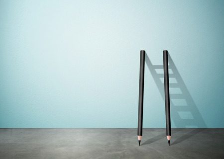 Success creative concept, pencil Ladder with copy spaceの写真素材