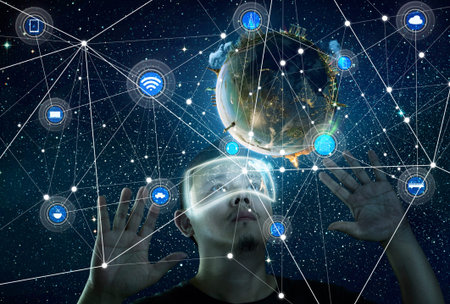 wireless communication network, abstract image visual, internet of things