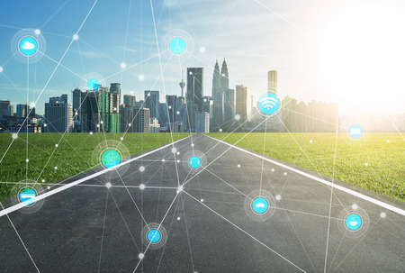 smart city and wireless communication network, abstract image visual, internet of things smart city and wireless communication network, abstract image visual, internet of things