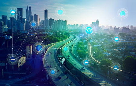 smart city and wireless communication network, abstract image visual, internet of things smart city and wireless communication network, abstract image visual, internet of things