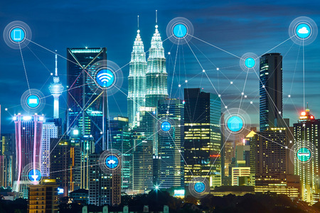 smart city and wireless communication network, abstract image visual, internet of things smart city and wireless communication network, abstract image visual, internet of things