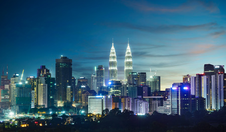 Kuala Lumpur skyline at nightの写真素材