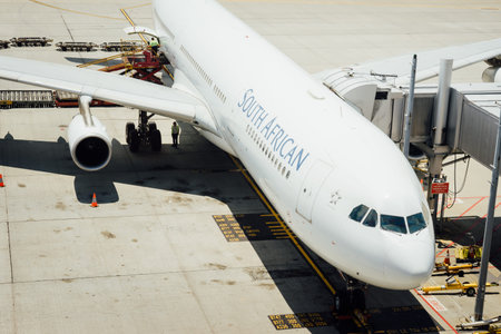 PERTH, AUSTRALIA - NOVEMBER 12,2016 : South African Airways Airbus A340 taxies on Perth airport in...