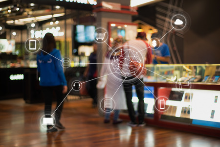 Online shopping ,icon customer network connection concept.の写真素材