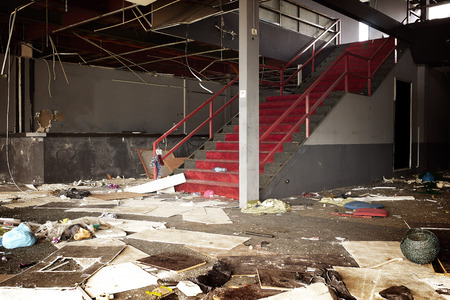 Abandoned shop with the ceiling has fallen .の写真素材
