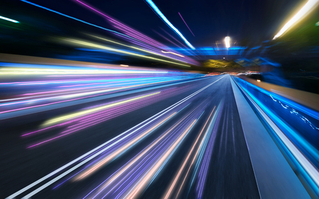 moving forward motion blur background,night sceneの写真素材