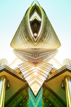 Abstract images flip effect of contemporary steel  skyscraper .の写真素材