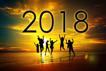People cheering of new year 2018 coming .