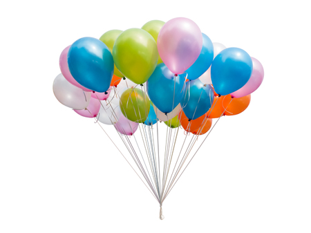 Bunch of colorful balloons isolated on white background .の写真素材