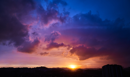 Beautiful nature sunset sunrise and amazing colorful clouds .の写真素材