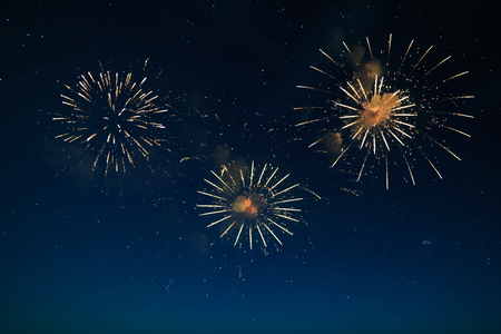 Night dark blue sky with firework celebration .の写真素材