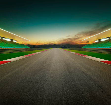 Motion blurred racetrack  . Night scene . Vertical or poster format .の写真素材