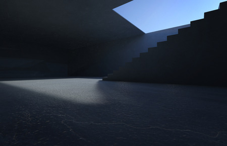Empty public concrete stairs in the underground .3D rendering .の写真素材