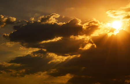 Beautiful natural sunset or sunrise  and amazing  cloud sky above it .の写真素材