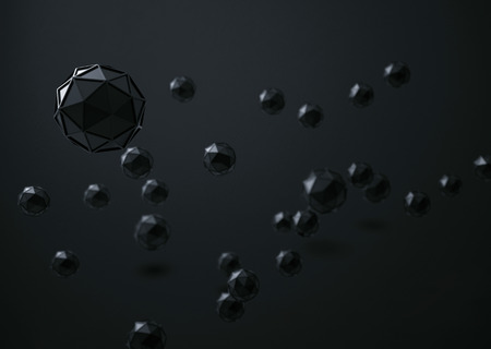 3d rendering of Icosahedron geometric shapes , abstract low key and selected focus background .の写真素材