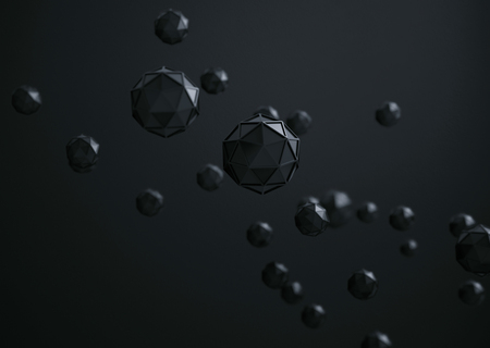 3d rendering of Icosahedron geometric shapes , abstract low key and selected focus background .の写真素材