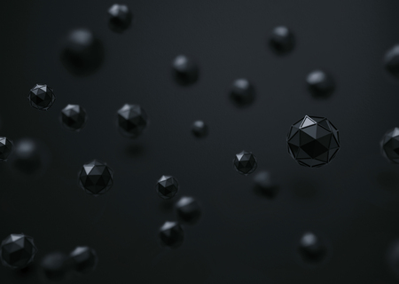 3d rendering of Icosahedron geometric shapes , abstract low key and selected focus background .の写真素材