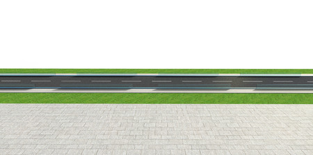 3d Render road with tunnel and greenfield , isolated on white background . Side view .の写真素材