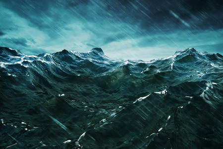 3D rendering Ocean wave with storm . Closeup view .の写真素材