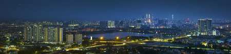 Panorama 
view in the middle of Kuala Lumpur cityscape skyline .Night scene , Malaysia .の写真素材