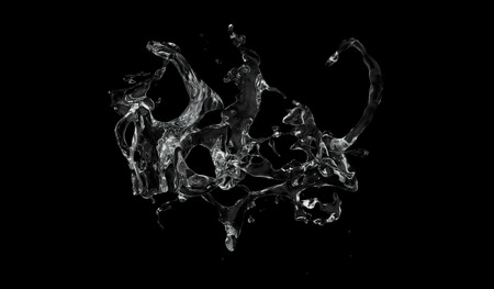 Water splash isolated on black background , 3D rendering .の写真素材