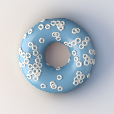 Donut with circle sprinkles isolated on white background . 3d rendering .の写真素材