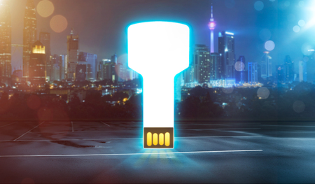 Abstract digital USB key outdoor night view .の写真素材