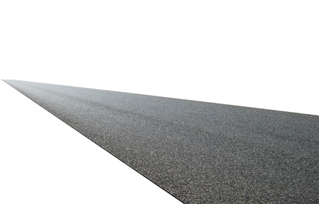 Straight asphalt road isolated on white background with clipping path.の写真素材