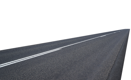 Straight asphalt road isolated on white background with clipping path.の写真素材
