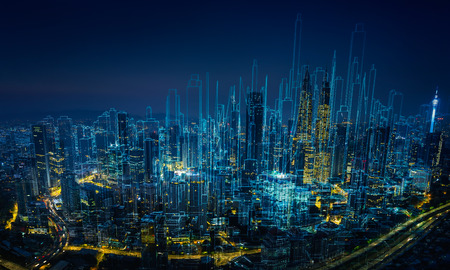 Sketch and real mix urban cityscape scene , development and real estate business concept , mixed media .の写真素材