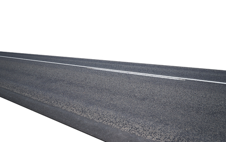 Straight asphalt road isolated on white background with clipping path.の写真素材