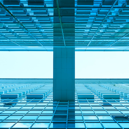 Low angle square perspective composition commercial building exterior .の写真素材