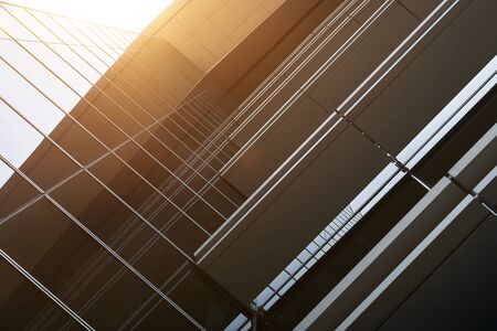 Abstract steel and glass facade detail background of high rise commercial building .Business or industrial successful concept background .の写真素材