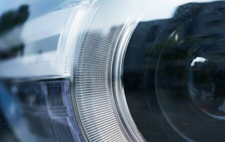 Close up detail of the rear light of a headlightの写真素材