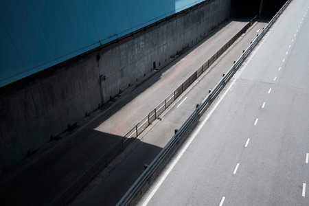 High angle view of freeway and overpass in city
