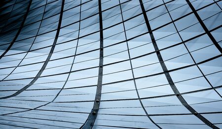 Abstract square design pattern steel wall curved facade .の写真素材