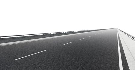 Straight asphalt road , isolated on white background 3d renderingの写真素材