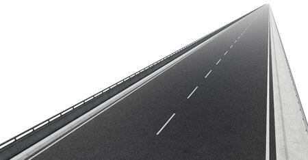 Top angle view of straight asphalt road , isolated on white background 3d renderingの写真素材