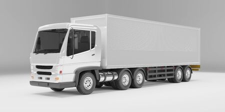 Perspective angle view of delivery truck 3D renderingの写真素材